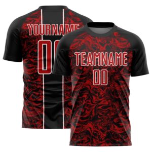 Black Red White Abstract Fluid Sublimation Soccer…
