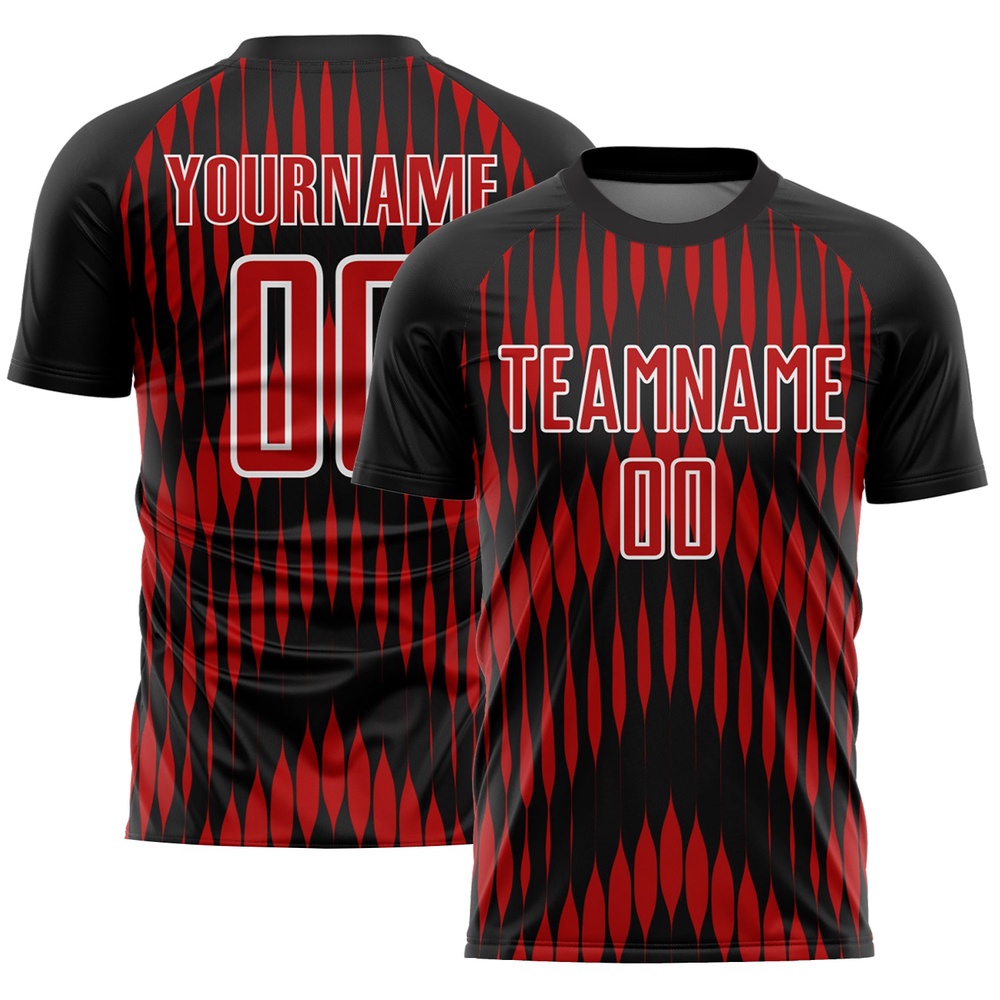 Black Red White Abstract Triangle Sublimation Soccer Uniform Jersey, Custom Team Soccer Jersey Shirt Black Red White Abstract Triangle Sublimation Soccer Uniform Jersey, Custom Team Soccer Jersey Shirt