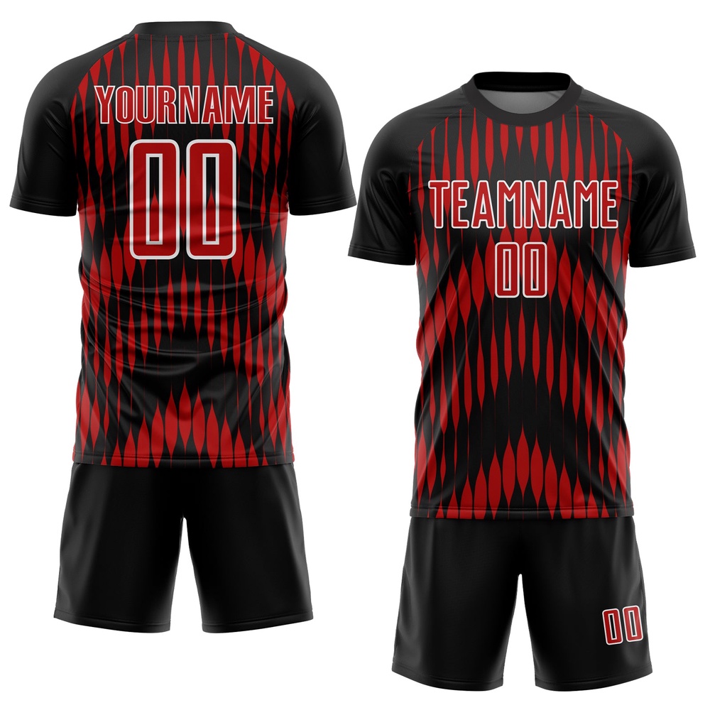 Black Red White Abstract Triangle Sublimation Soccer Uniform Jersey, Custom Team Soccer Jersey Shirt Black Red White Abstract Triangle Sublimation Soccer Uniform Jersey, Custom Team Soccer Jersey Shirt