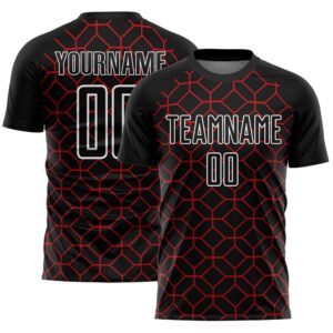 Black Red White Geometric Shapes Sublimation Soccer…