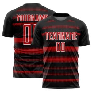 Black Red White Halftone Dots Sublimation Soccer…