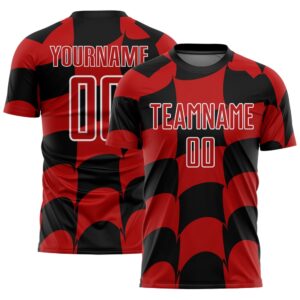 Black Red White Plaid Sublimation Soccer Uniform…