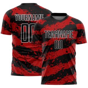 Black Red White Splash Sublimation Soccer Uniform…