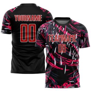 Black Red White Sublimation Soccer Uniform Jersey,…