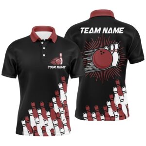 Black Retro Bowling Team Shirt Custom Men…