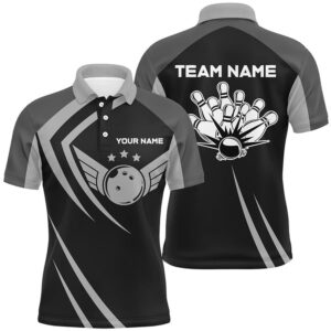 Black Retro Vintage Bowling Polo Shirts For…
