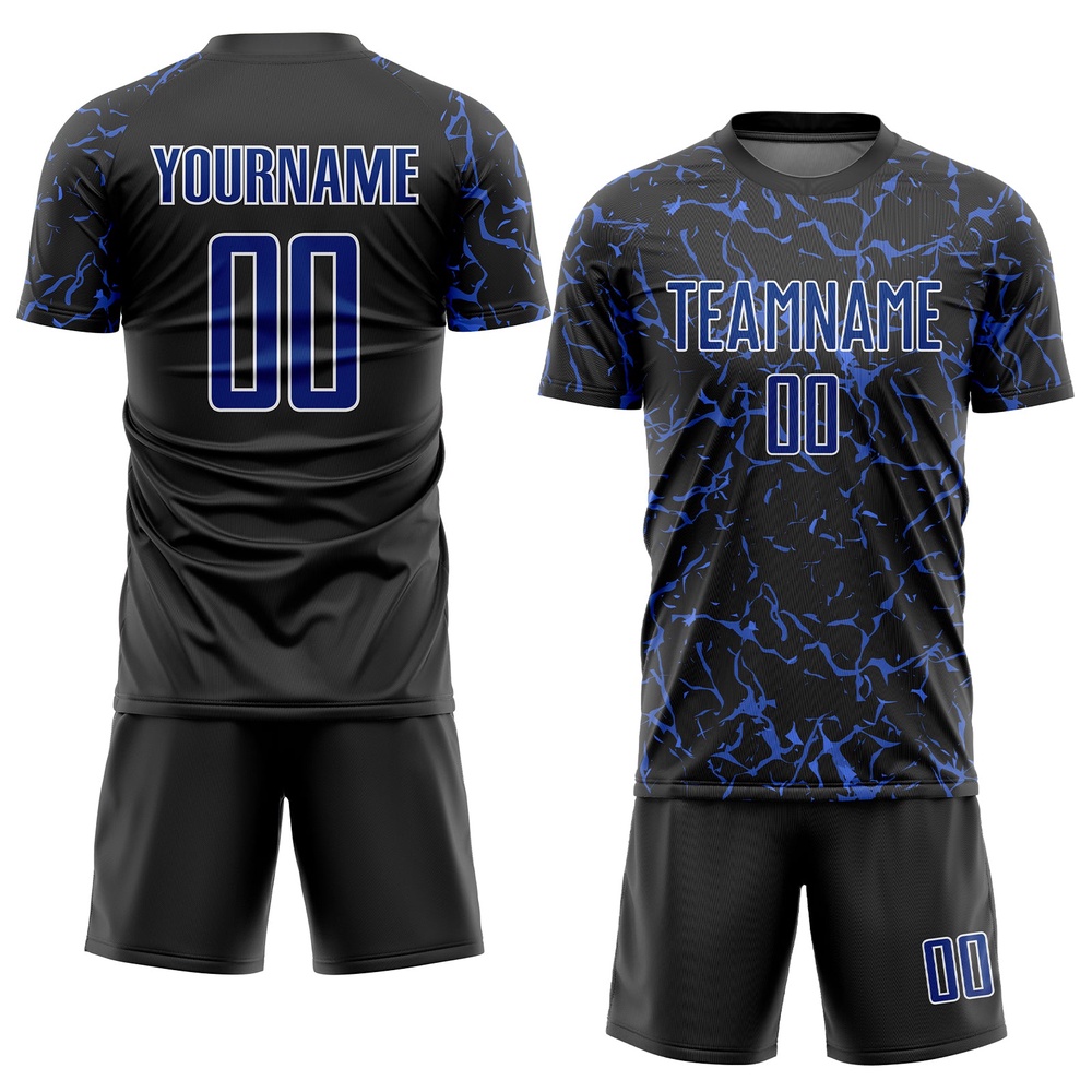 Black Royal White Sublimation Soccer Uniform Jersey, Custom Team Soccer Jersey Shirt