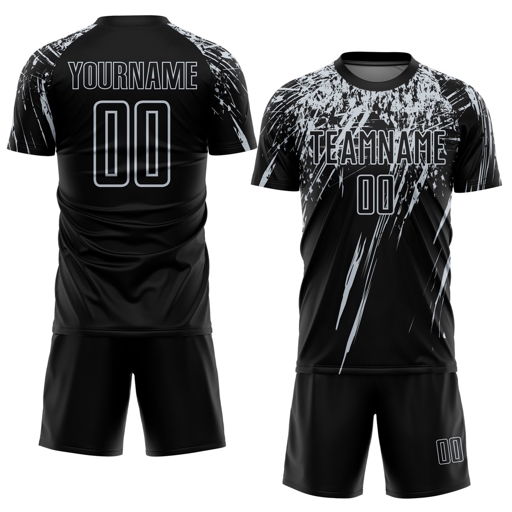 Black Silver Sublimation Soccer Uniform Jersey, Custom Team Soccer Jersey Shirt