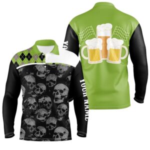 Black Skull Argyle Plaid Pattern Men s Golf Polo Shirts Custom Team Beer Golf Top For Men Green Golf Polo Shirt Golf Shirts 2 dgykh7.jpg