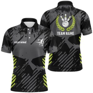 Black Skull Bowling Shirt For Men Custom…