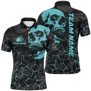 Black Skull Camo Bowling Shirt For Men…