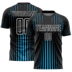 Black Sky Blue White Lines Sublimation Soccer…