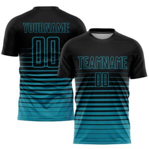 Black Teal Pinstripe Fade Fashion Sublimation Soccer…