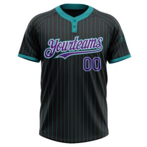 Black Teal Pinstripe Purple White Two Button Unisex Softball Jersey Custom Team Softball Jersey 2 sxpiy6.jpg