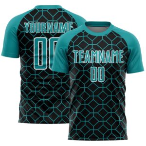 Black Teal White Geometric Shapes Sublimation Soccer…
