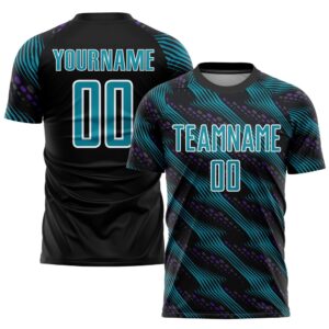 Black Teal White Sublimation Soccer Uniform Jersey,…