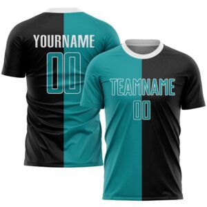 Black Teal White Sublimation Split Fashion Soccer…