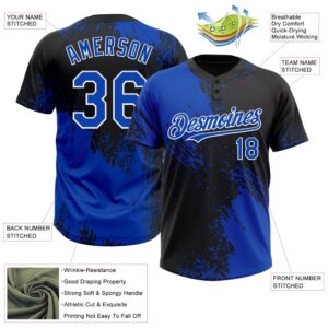 Black Thunder Blue White 3D Pattern Abstract Brush Stroke Two Button Unisex Softball Jersey Custom Team Softball Jersey 3 rt3inb.jpg