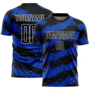 Black Thunder Blue White Splash Sublimation Soccer…