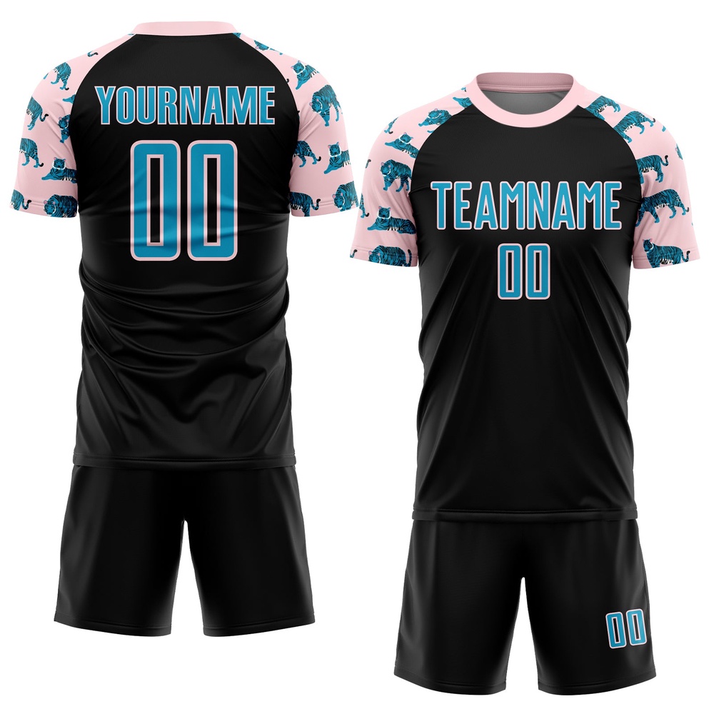 Black US Navy Blue Light Pink Tiger Sublimation Soccer Uniform Jersey, Custom Team Soccer Jersey Shirt Black US Navy Blue Light Pink Tiger Sublimation Soccer Uniform Jersey, Custom Team Soccer Jersey Shirt