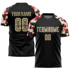 Black Vegas Gold Camo Sublimation Soccer Uniform…