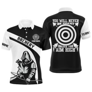 Black White Archery Player Men Polo Shirts…