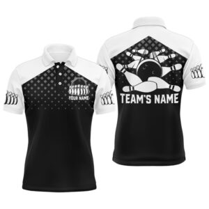 Black&White Bowling Polo Shirt, Custom Name&Team Name…