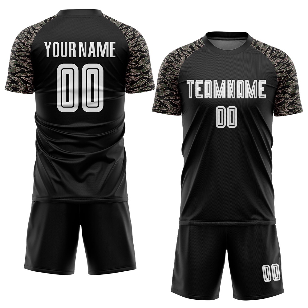 Black White Camo Sublimation Soccer Uniform Jersey, Custom Team Soccer Jersey Shirt
