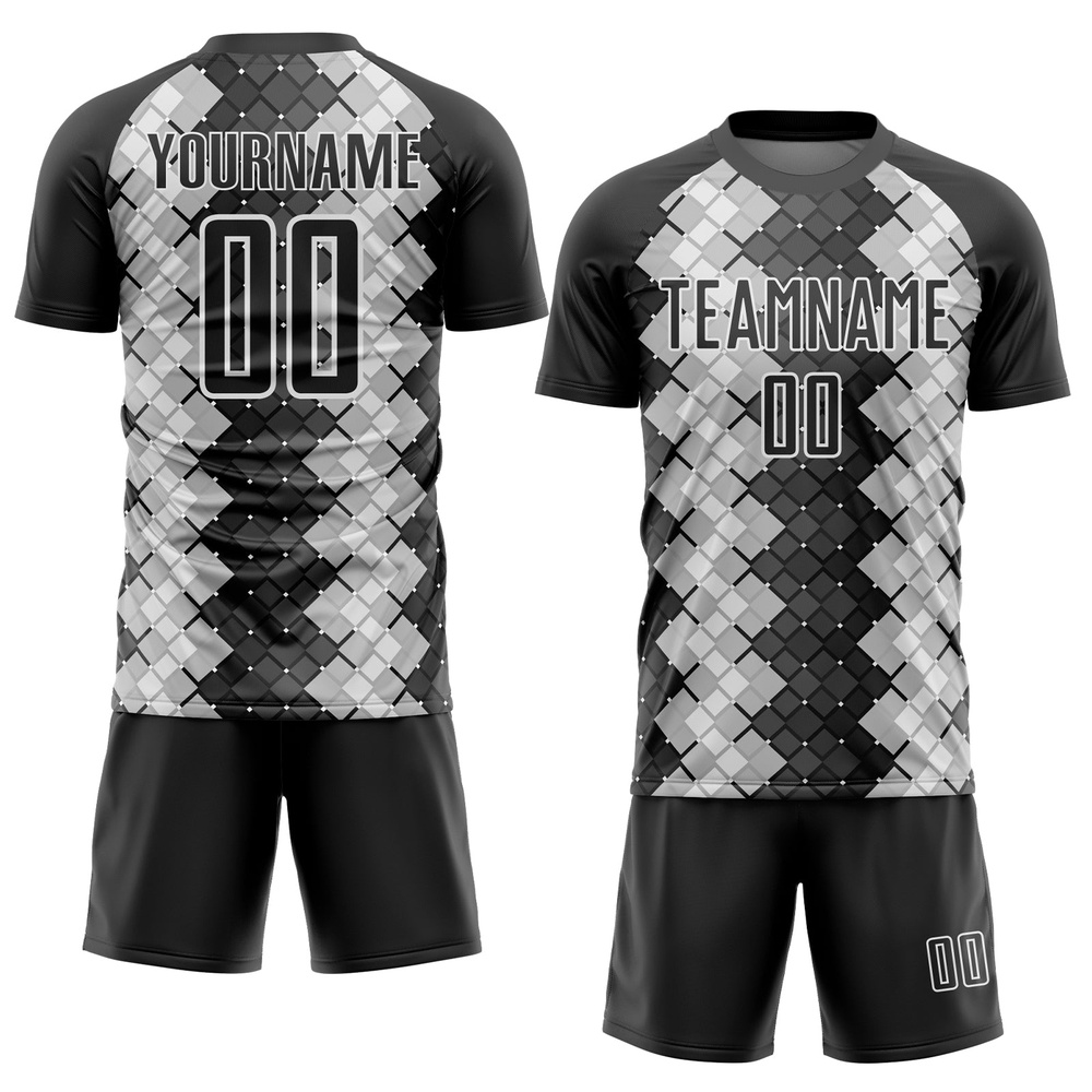 Black White Geometric Shapes Sublimation Soccer Uniform Jersey, Custom Team Soccer Jersey Shirt Black White Geometric Shapes Sublimation Soccer Uniform Jersey, Custom Team Soccer Jersey Shirt