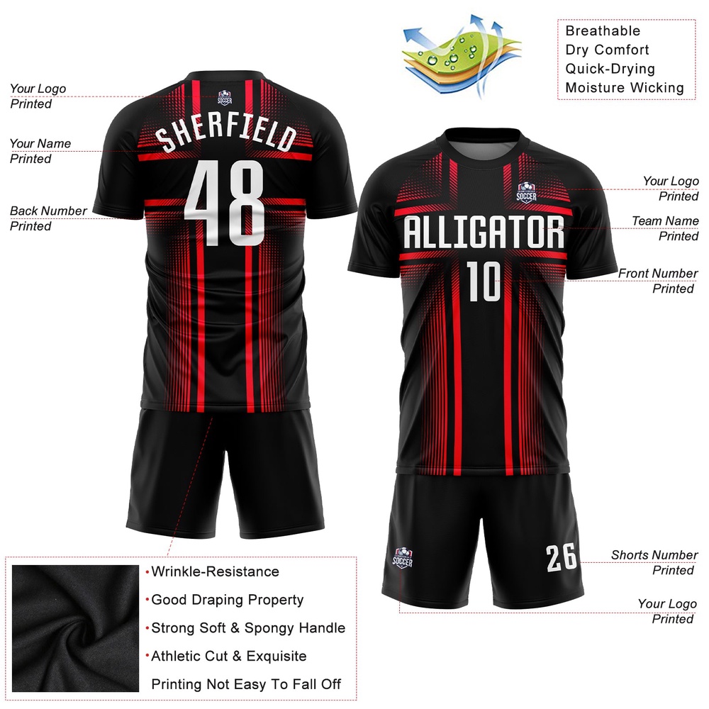 Black White Hot Pink Sublimation Soccer Uniform Jersey, Custom Team Soccer Jersey Shirt Black White Hot Pink Sublimation Soccer Uniform Jersey, Custom Team Soccer Jersey Shirt