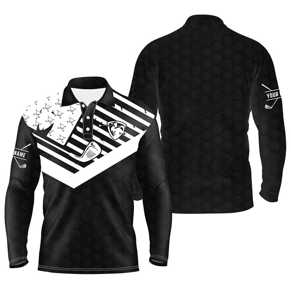 Black White Men’s Golf Polo Shirt Custom American Flag Golf Clubs Patriotic Golf Polo Shirts For Men, Golf Polo Shirt, Golf Shirts Black White Men’s Golf Polo Shirt Custom American Flag Golf Clubs Patriotic Golf Polo Shirts For Men, Golf Polo Shirt, Golf Shirts