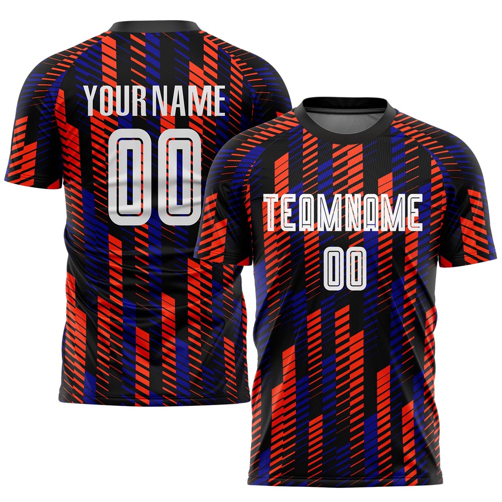 Black White Orange Sublimation Soccer Uniform Jersey, Custom Team Soccer Jersey Shirt