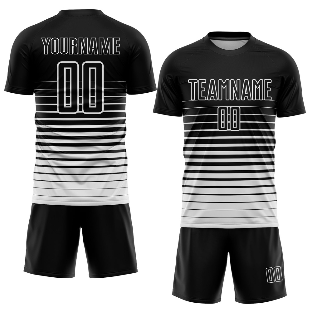Black White Pinstripe Fade Fashion Sublimation Soccer Uniform Jersey, Custom Team Soccer Jersey Shirt Black White Pinstripe Fade Fashion Sublimation Soccer Uniform Jersey, Custom Team Soccer Jersey Shirt