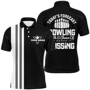 Black White Retro Bowling Polo Shirts For…