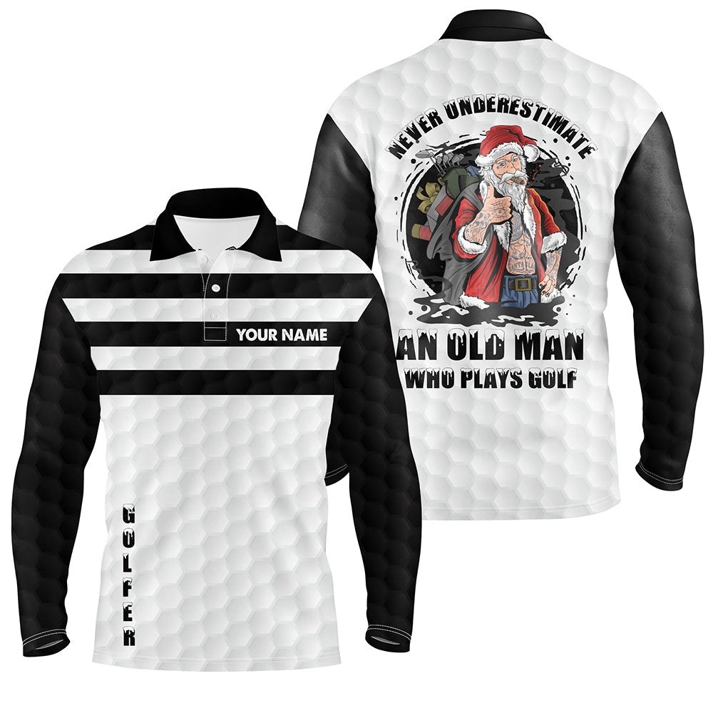 Black White Santa Golfer Custom Christmas Men’s Golf Polo Shirt Never Underestimate Old Man Plays Golf, Golf Polo Shirt, Golf Shirts Black White Santa Golfer Custom Christmas Men’s Golf Polo Shirt Never Underestimate Old Man Plays Golf, Golf Polo Shirt, Golf Shirts