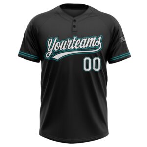 Black White Teal Two Button Unisex Softball Jersey Custom Team Softball Jersey 2 wkz33b.jpg