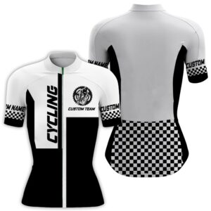 Black White Women Cycling Jersey Custom Uv…