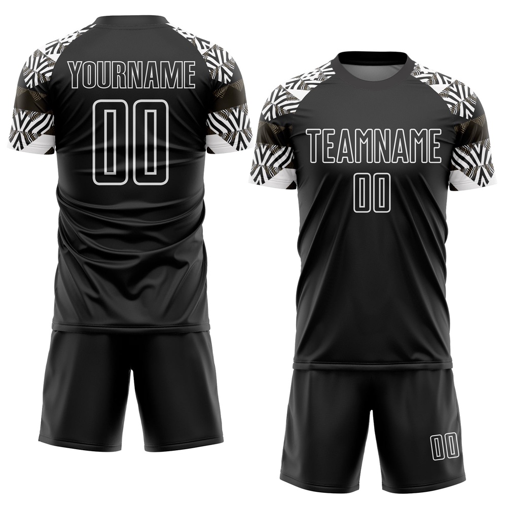 Black White Zebra And Geometric Pattern Sublimation Soccer Uniform Jersey, Custom Team Soccer Jersey Shirt Black White Zebra And Geometric Pattern Sublimation Soccer Uniform Jersey, Custom Team Soccer Jersey Shirt