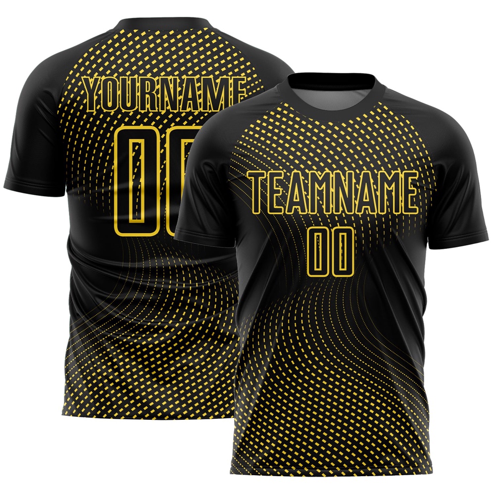 Black Yellow Geometric Lines Sublimation Soccer Uniform Jersey, Custom Team Soccer Jersey Shirt Black Yellow Geometric Lines Sublimation Soccer Uniform Jersey, Custom Team Soccer Jersey Shirt