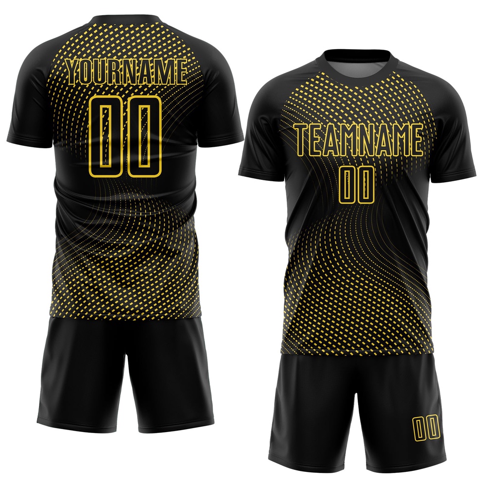 Black Yellow Geometric Lines Sublimation Soccer Uniform Jersey, Custom Team Soccer Jersey Shirt Black Yellow Geometric Lines Sublimation Soccer Uniform Jersey, Custom Team Soccer Jersey Shirt