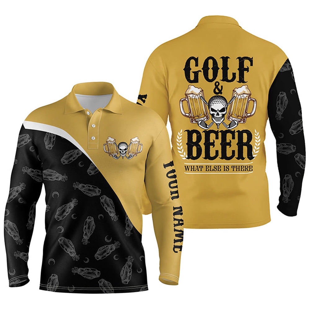 Black Yellow Men’s Golf Polos Shirts Custom Skull Golf And Beer What Else Is There, Golf Shirts For Men, Golf Polo Shirt, Golf Shirts Black Yellow Men’s Golf Polos Shirts Custom Skull Golf And Beer What Else Is There, Golf Shirts For Men, Golf Polo Shirt, Golf Shirts
