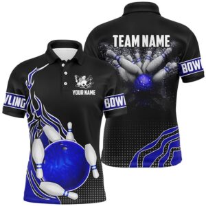 Blue And Black Bowling Polo Shirts For…