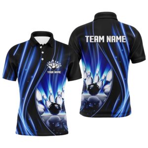 Blue And Black Light Men Bowling Polo…