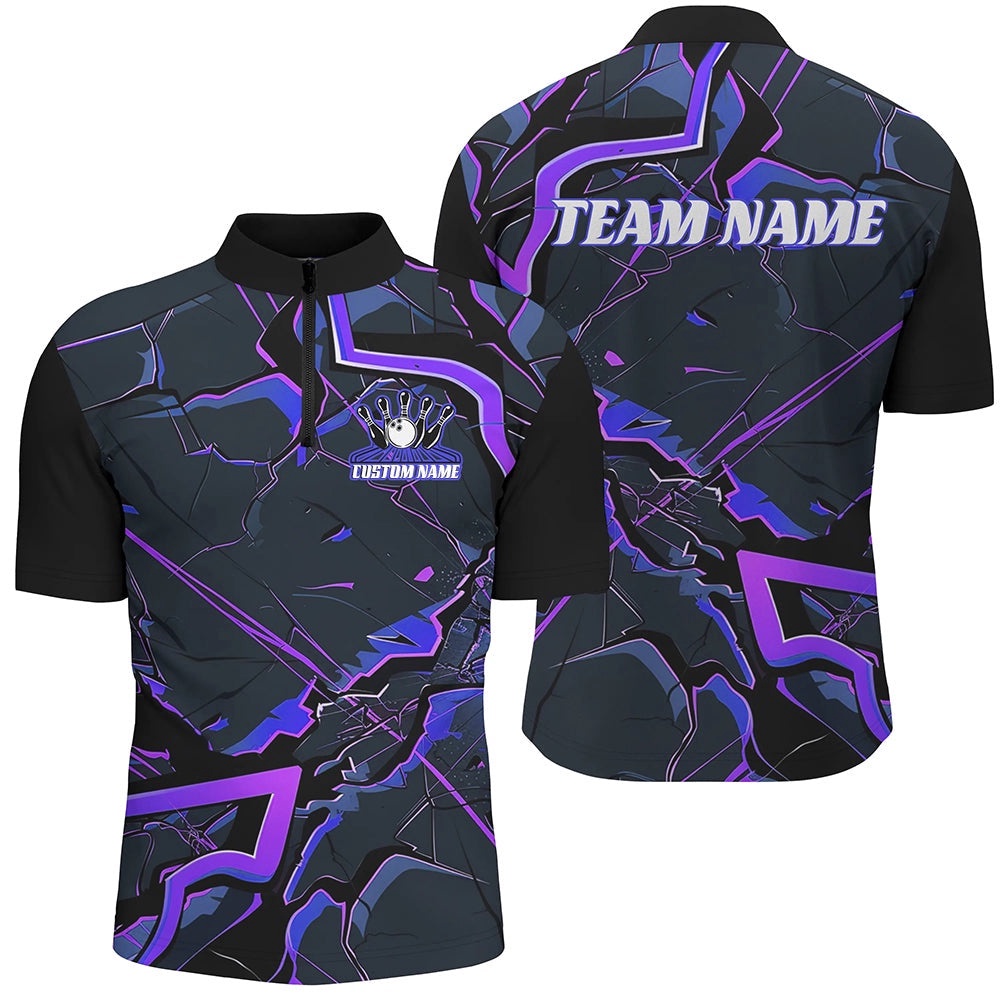 Blue And Purple Bowling Team Shirts For Men And Women, Bowling Tournament Outfits, Custom Bowling Team Jersey Shirt Blue And Purple Bowling Team Shirts For Men And Women, Bowling Tournament Outfits, Custom Bowling Team Jersey Shirt