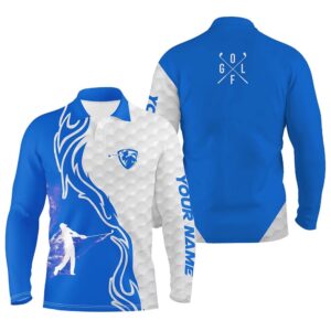 Blue And White Golf Player Long Sleeve Golf Polo Shirts For Men s Custom Name Golf Gift For Golf Dad Golf Polo Shirt Golf Shirts 2 fspfa3.jpg