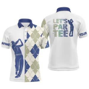 Blue And White Golf Shirt Argyle Pattern…