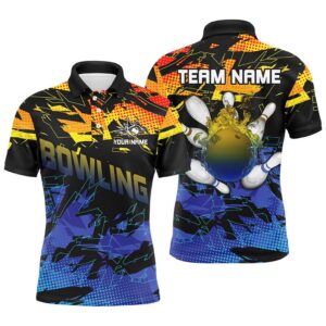 Blue And Yellow Camo Bowling Polo Shirts…