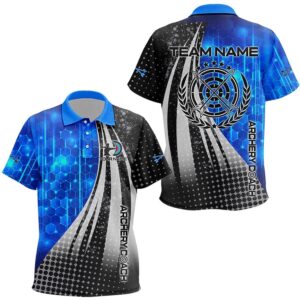 Blue Black Archery Coach Polo Shirts, Custom…
