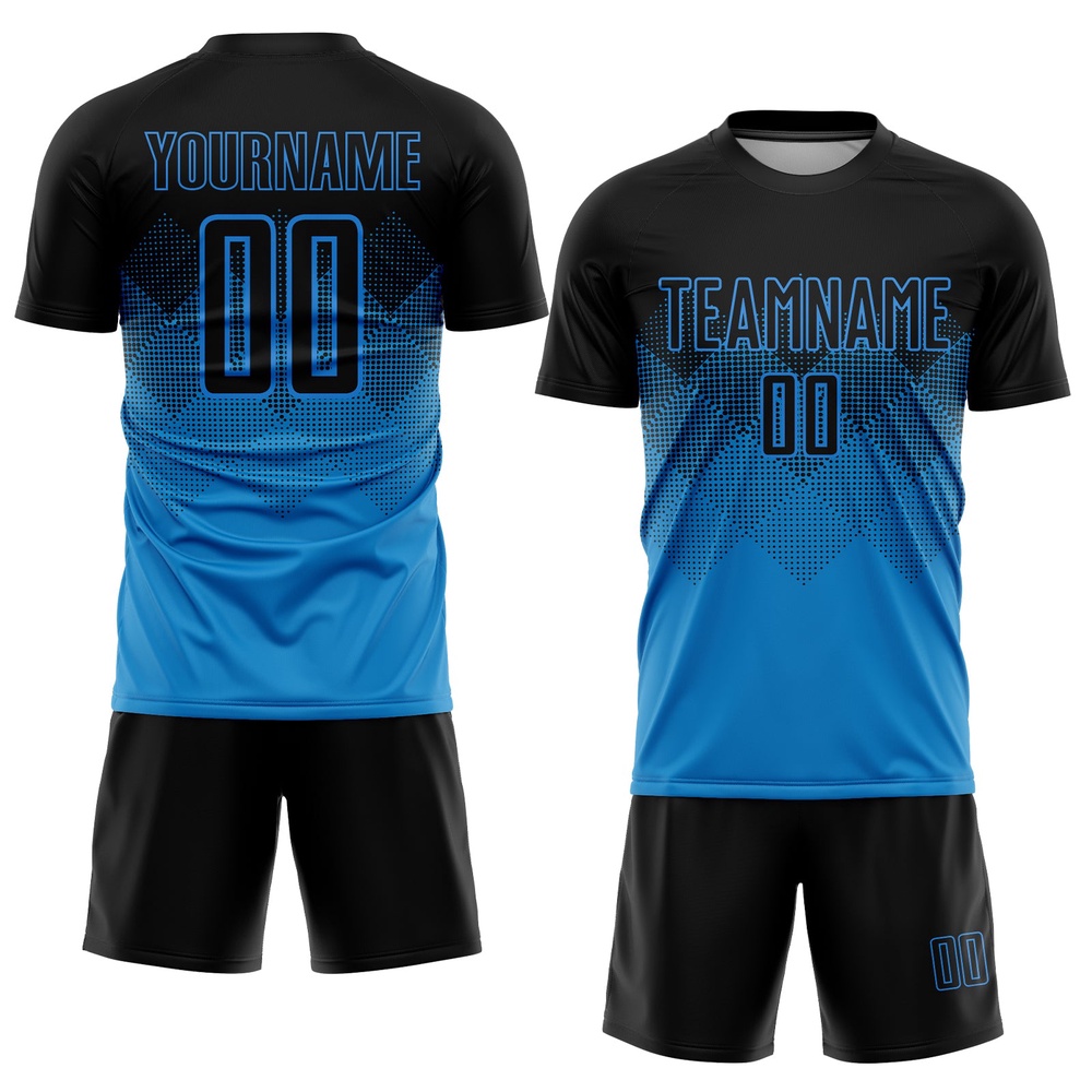 Blue Black Sublimation Soccer Uniform Jersey, Custom Team Soccer Jersey Shirt