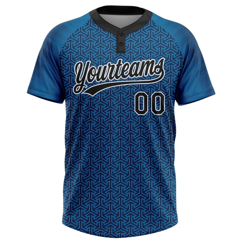 Blue Black White 3D Pattern Two Button Unisex Softball Jersey, Custom Team Softball Jersey Blue Black White 3D Pattern Two Button Unisex Softball Jersey, Custom Team Softball Jersey